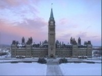 ottawa parliament buildings in the dead of winter